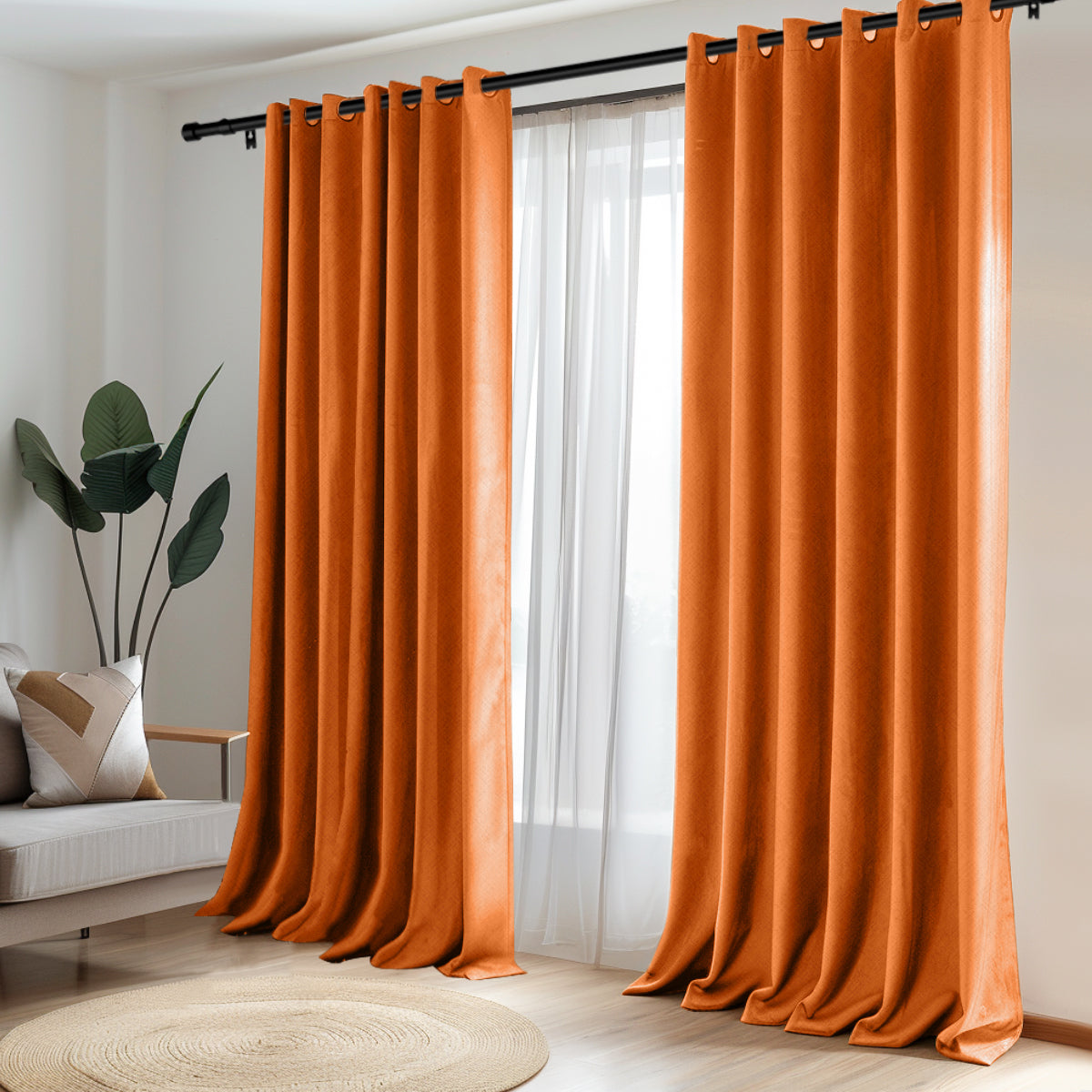 Customizable Classic Blackout Curtains with Texture | Orange