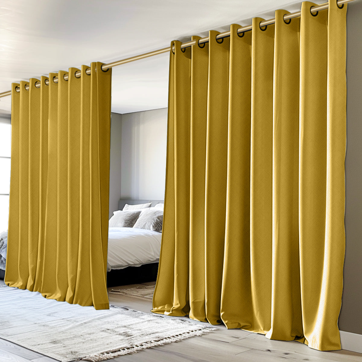 Customizable Classic Blackout Curtains with Texture | Yellow