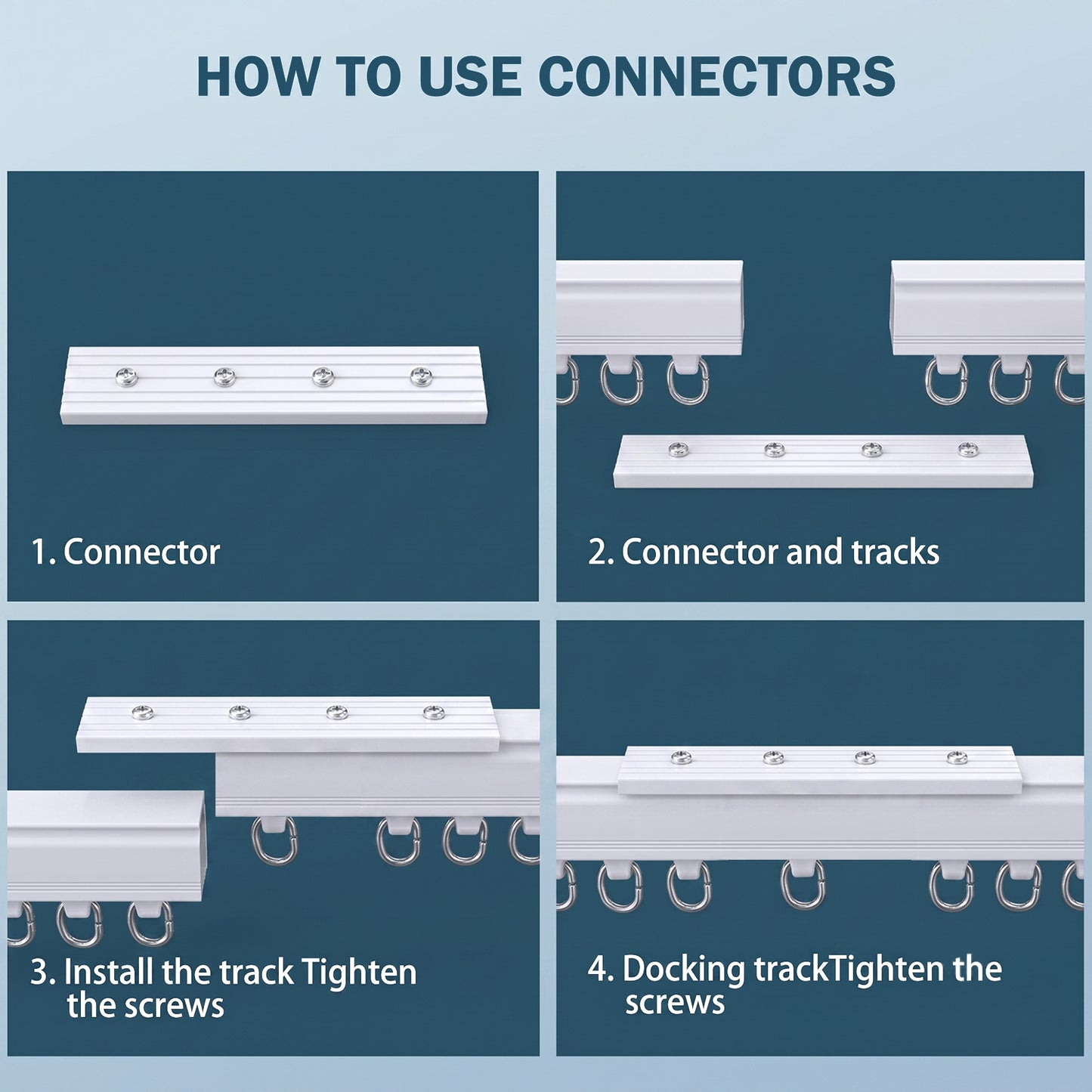 Straight Curtain Track Connectors(6 PCS)