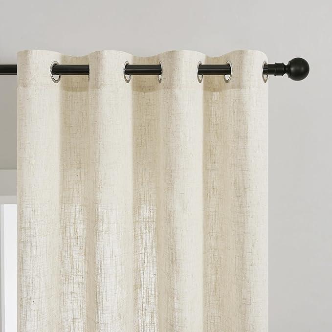 Natural Linen Textured Curtains 2 Panel Sets, Privacy Light Filtering Sheer Curtains for Living Room, Bedroom,Office - CurtainsArt