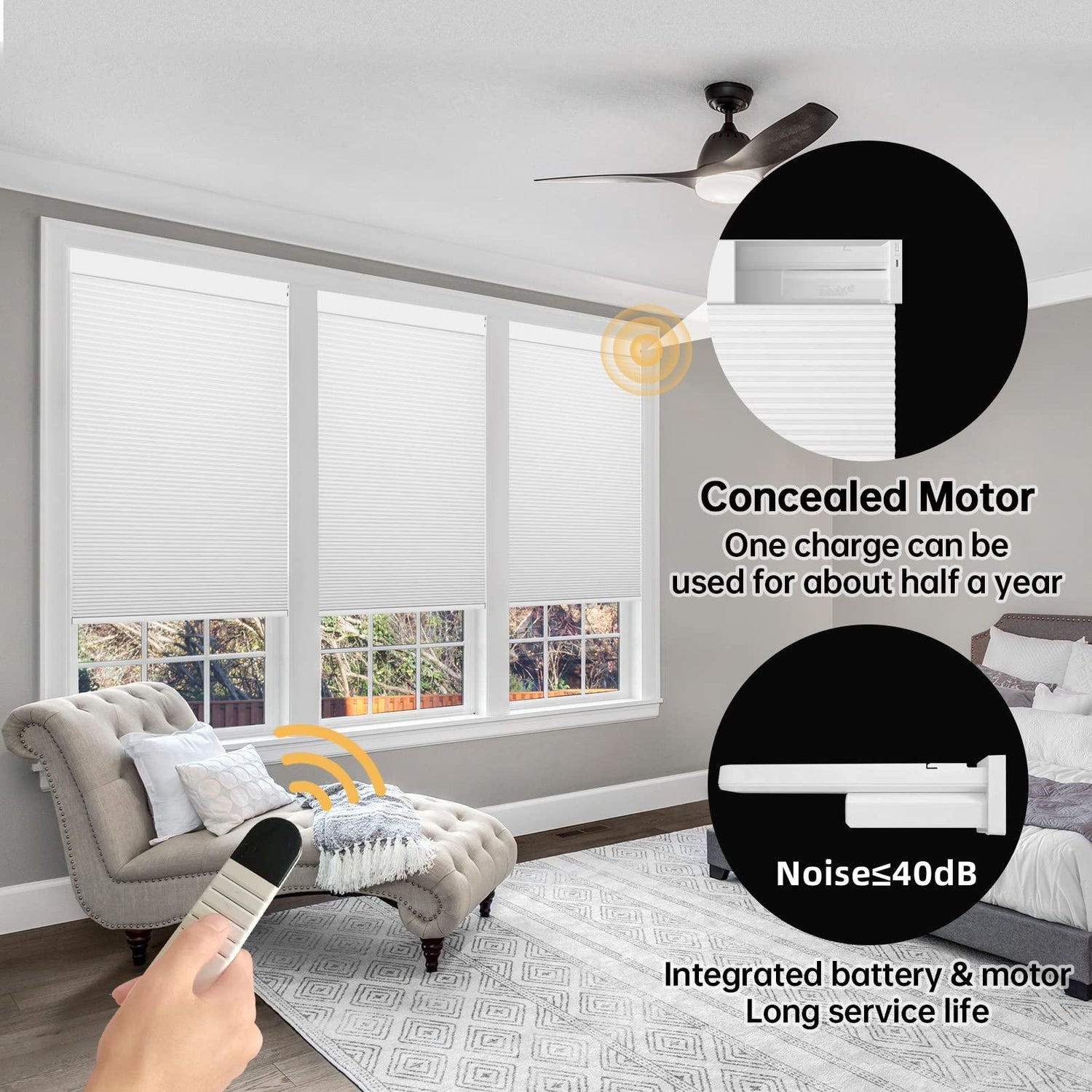 Motorized Cellular Shades(Light-filtering) - CurtainsArt