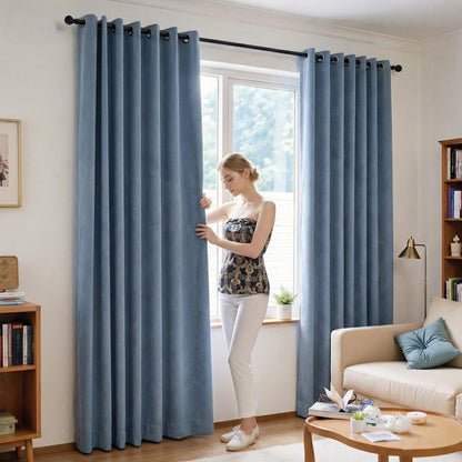 Custom Chenille Grommet Curtains with Rod Set