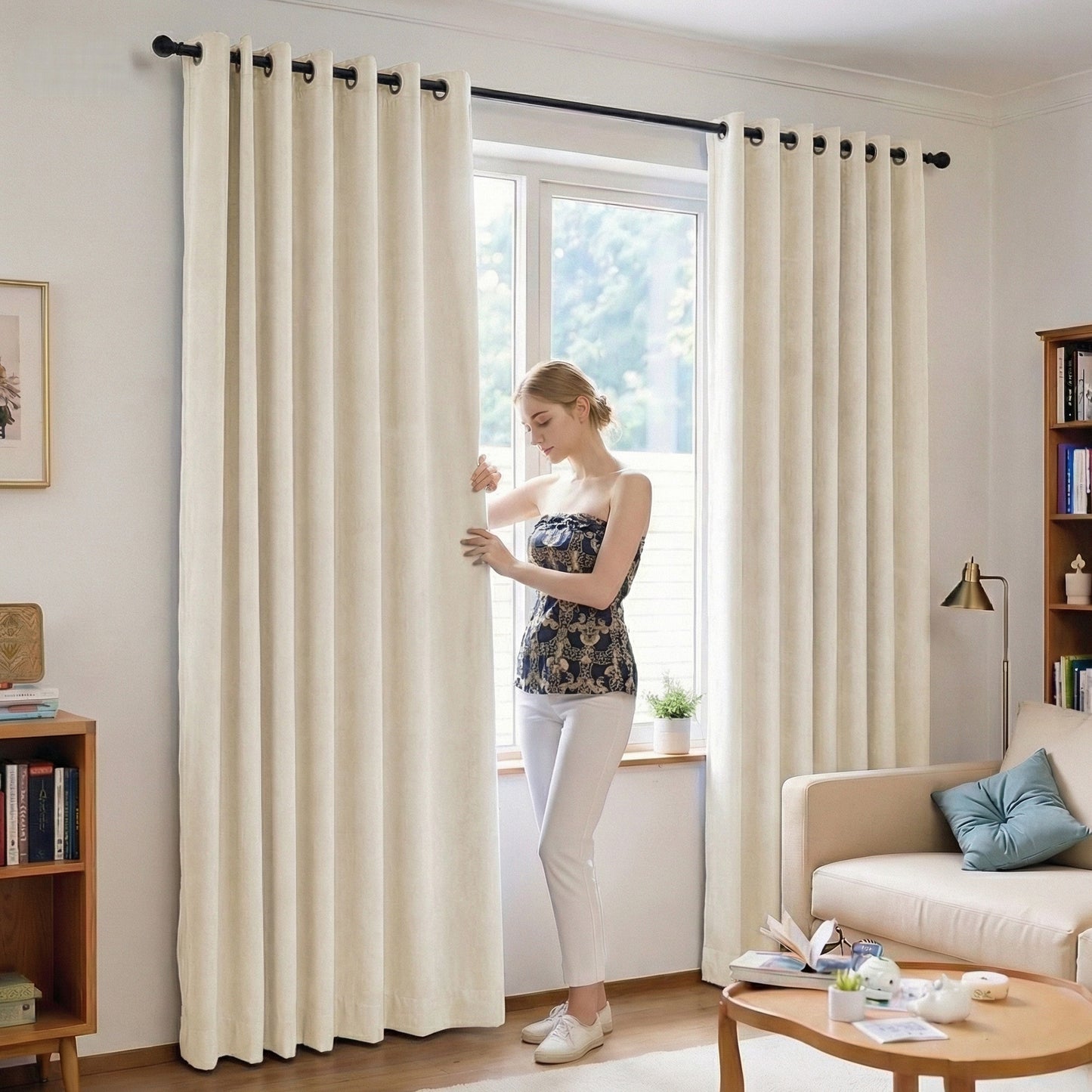 Custom Chenille Grommet Curtains with Rod Set