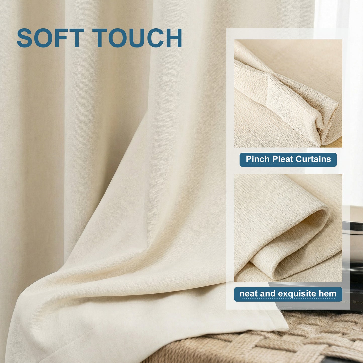 Custom Chenille Grommet Curtains with Rod Set