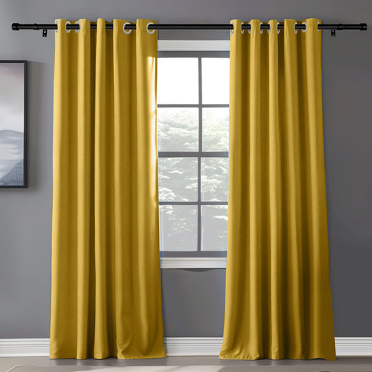 Customizable Classic Blackout Curtains with Texture | Yellow