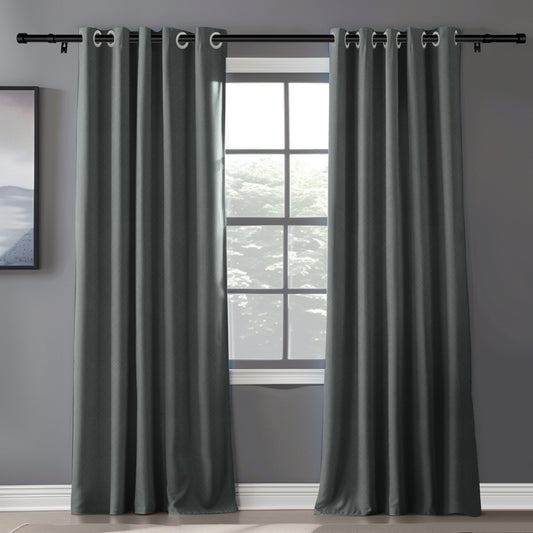 Customizable Classic Blackout Curtains with Texture | Dark Grey