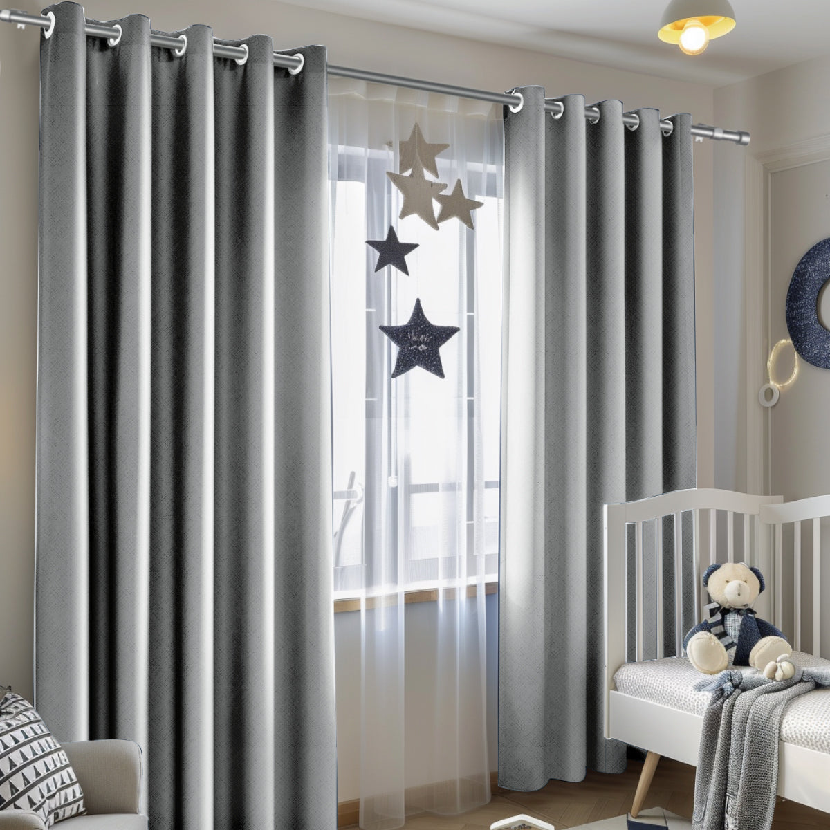 Customizable Classic Blackout Curtains with Texture | Light Grey