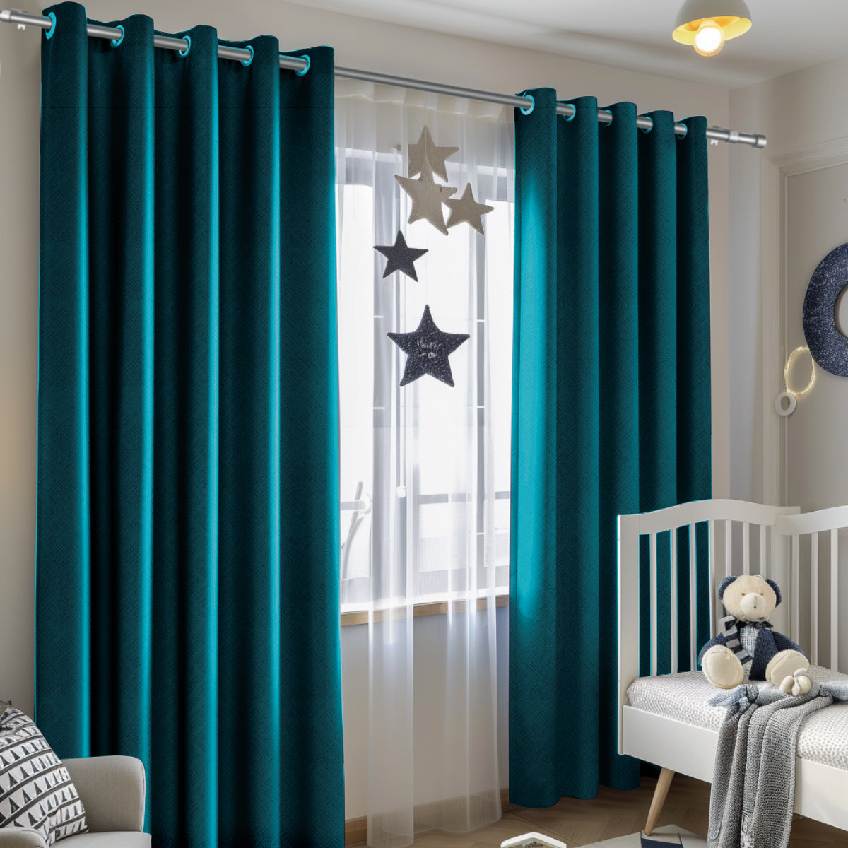 Customizable Classic Blackout Curtains with Texture | Dark Blue