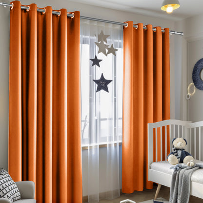 Customizable Classic Blackout Curtains with Texture | Orange