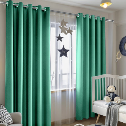 Customizable Classic Blackout Curtains with Texture | Green