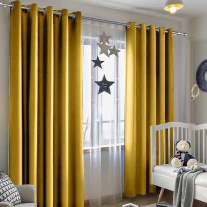 Customizable Classic Blackout Curtains with Texture | Yellow