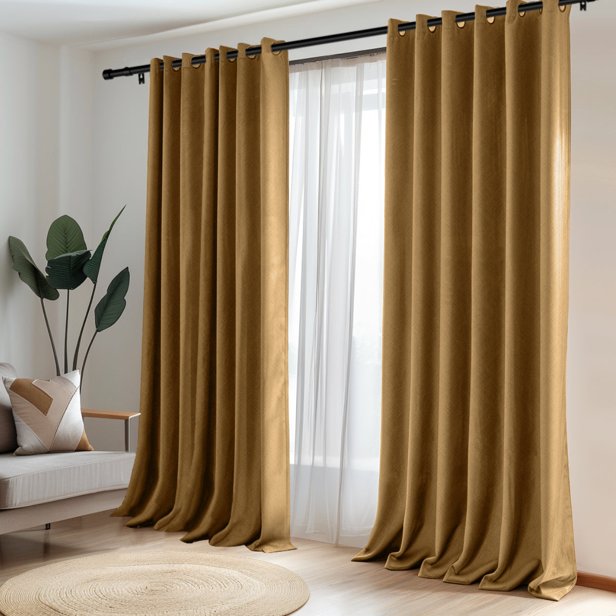 Customizable Classic Blackout Curtains with Texture | Coffee