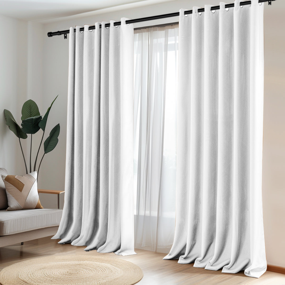 Customizable Classic Blackout Curtains with Texture | White