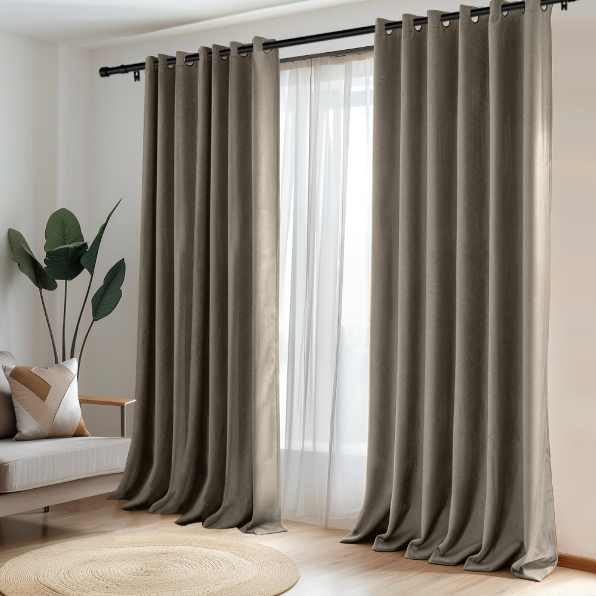 Customizable Classic Blackout Curtains with Texture | Camel