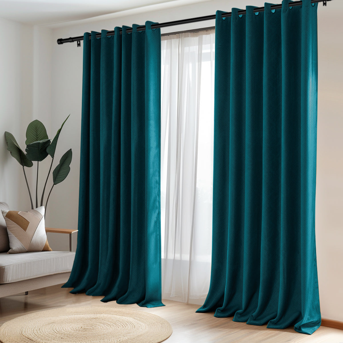 Customizable Classic Blackout Curtains with Texture | Dark Blue