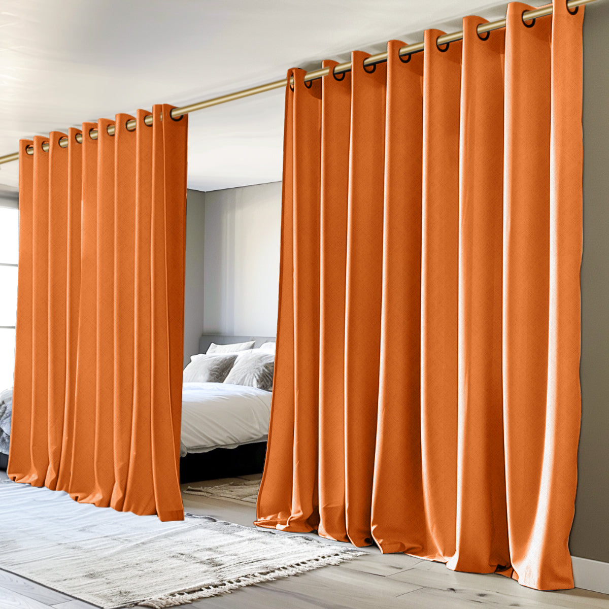 Customizable Classic Blackout Curtains with Texture | Orange