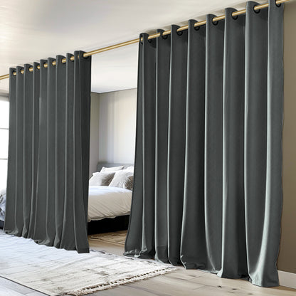 Customizable Classic Blackout Curtains with Texture | Dark Grey