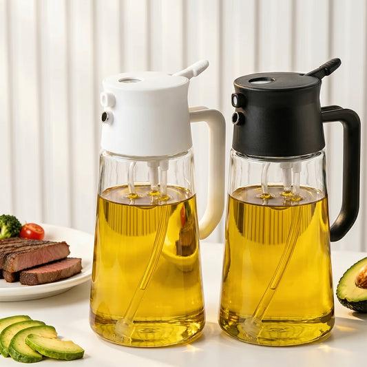 Sleek Glass Olive Oil Dispenser - Precision Pour, Non-Drip Kitchen Cruet (Single Bottle)