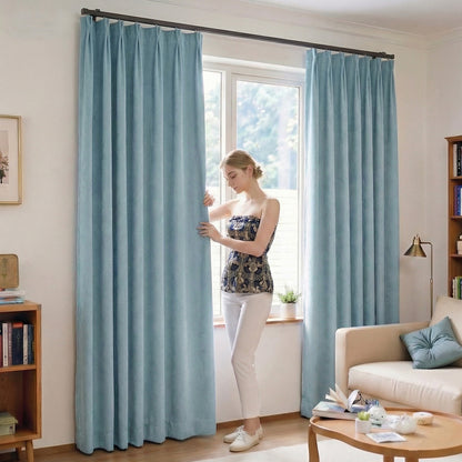 Custom Pleated Chenille Curtains with Track System