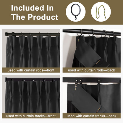 （Black）Total Blockout Pinch Pleat Curtains