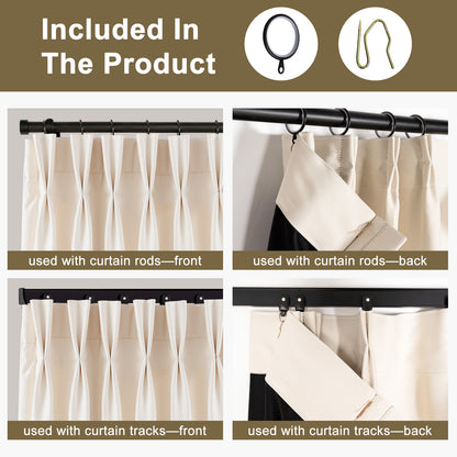 （Beige）Total Blockout Pinch Pleat Curtains