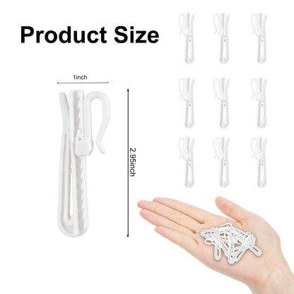 Adjustable Plastic Curtain Hooks (20 PCS）