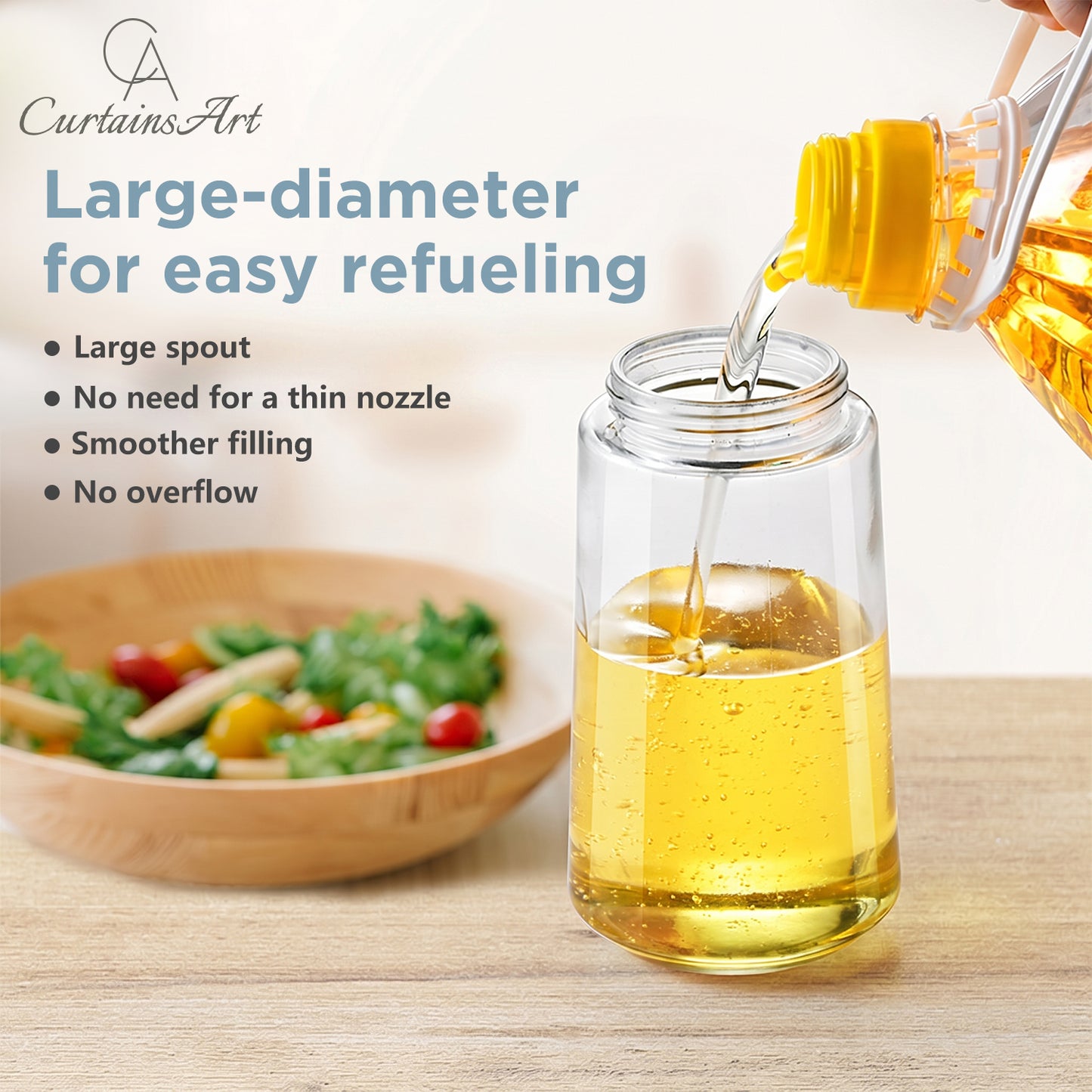 Sleek Glass Olive Oil Dispenser - Precision Pour, Non-Drip Kitchen Cruet (Single Bottle)