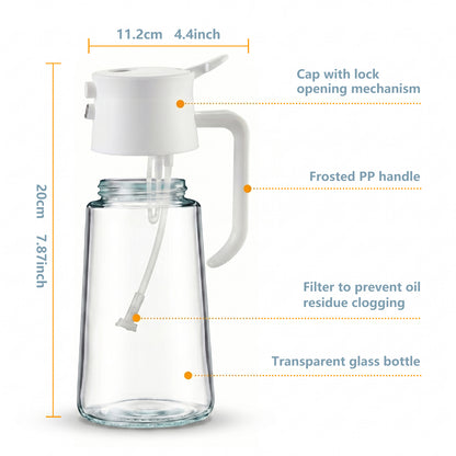 Sleek Glass Olive Oil Dispenser - Precision Pour, Non-Drip Kitchen Cruet (Single Bottle)