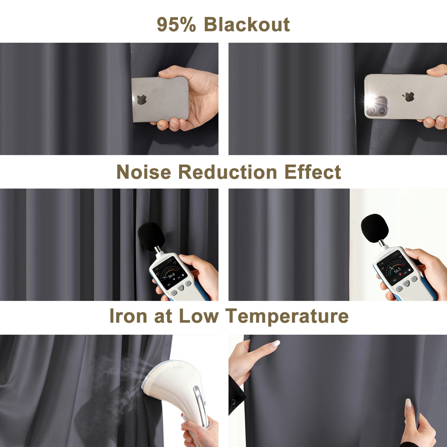 （Grey）Total Blockout Pinch Pleat Curtains