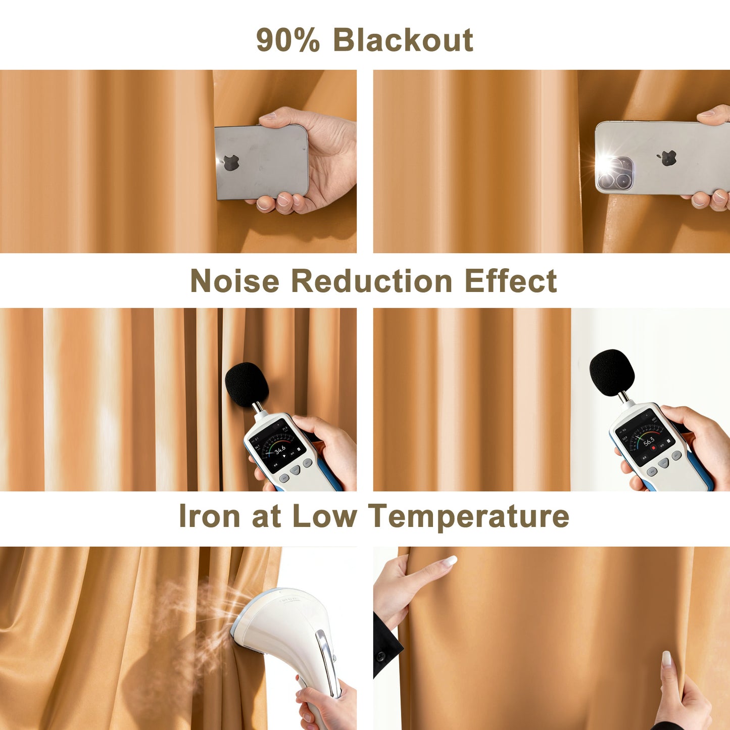 （Khaki）Total Blockout Pinch Pleat Curtains