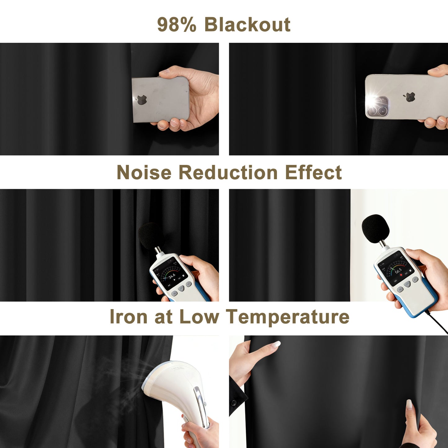 （Black）Total Blockout Pinch Pleat Curtains