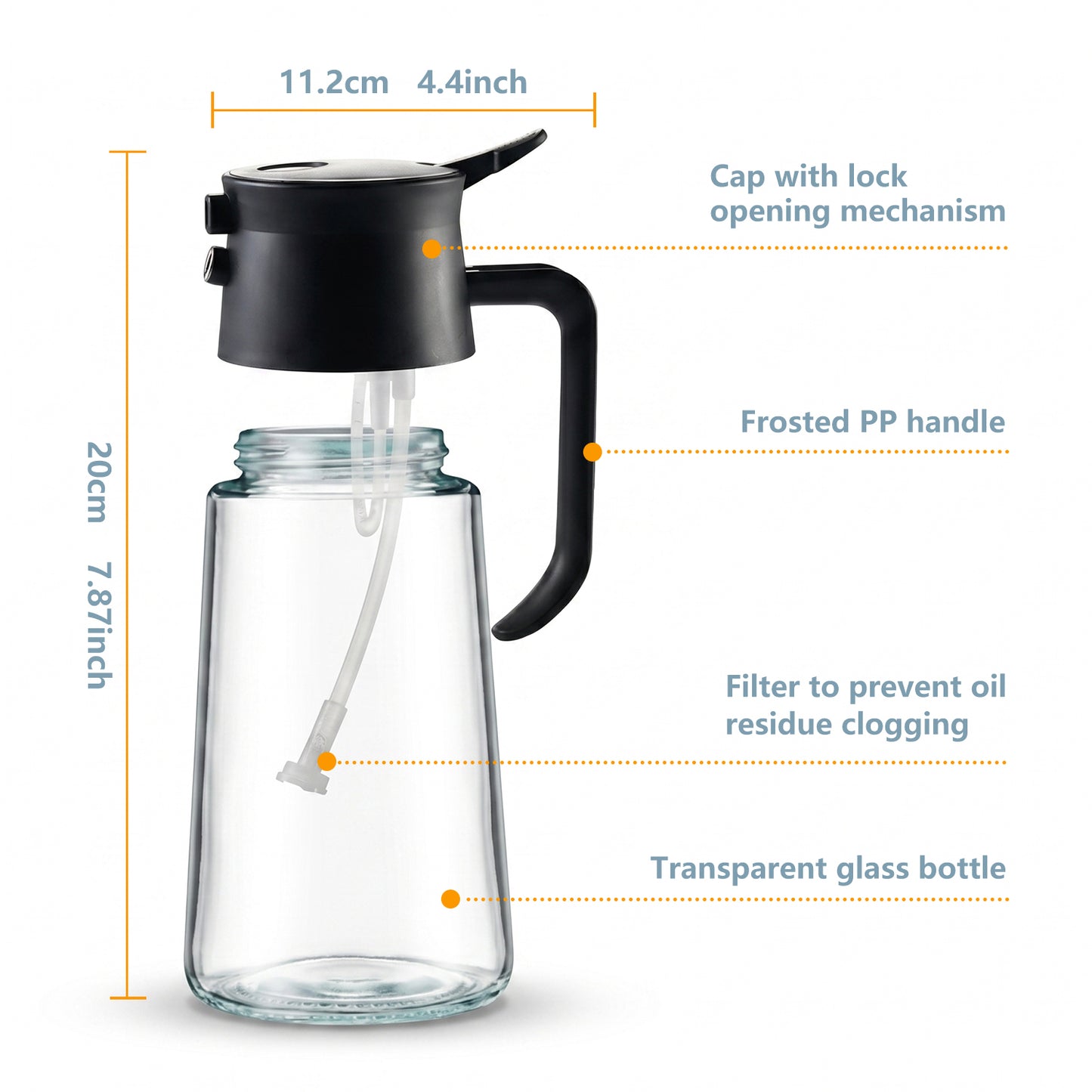 Sleek Glass Olive Oil Dispenser - Precision Pour, Non-Drip Kitchen Cruet (Single Bottle)