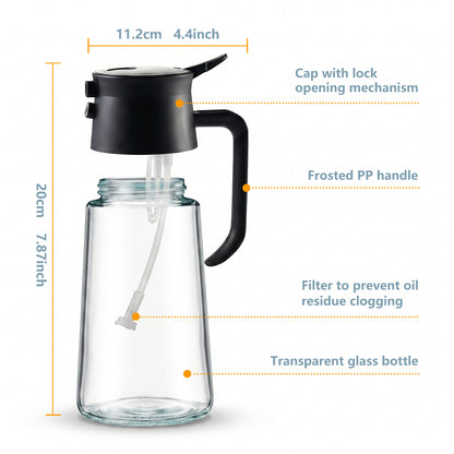 Sleek Glass Olive Oil Dispenser - Precision Pour, Non-Drip Kitchen Cruet (Single Bottle)