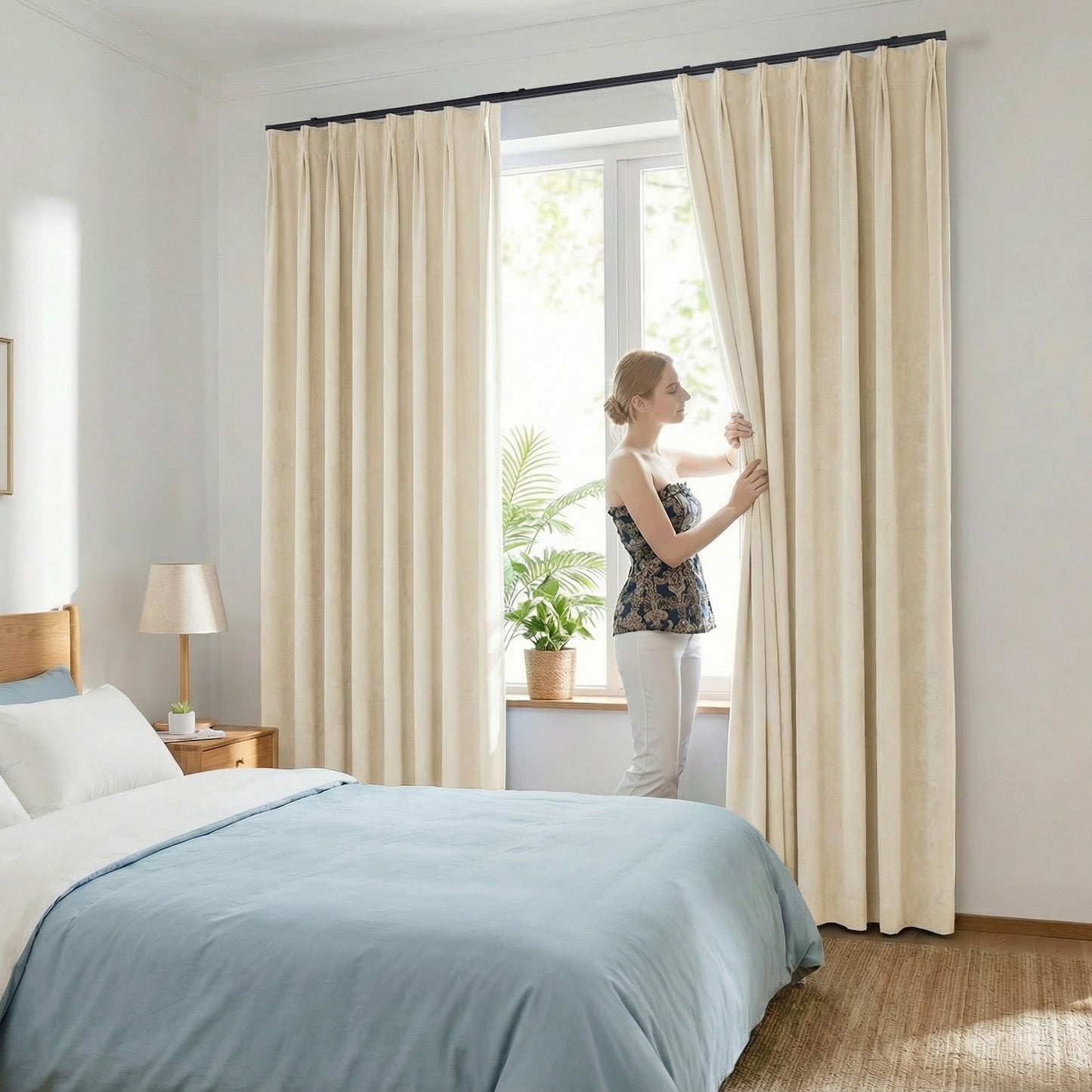 Custom Pleated Chenille Curtains with Track System