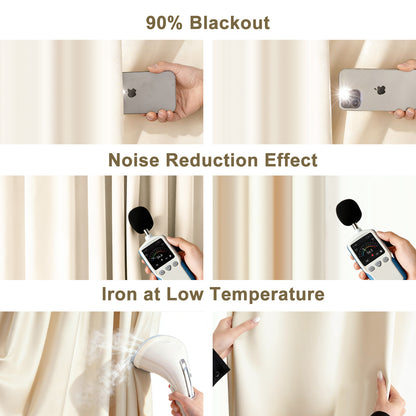 （Beige）Total Blockout Pinch Pleat Curtains