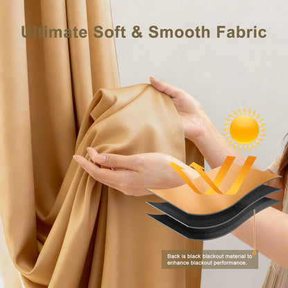 （Khaki）Total Blockout Pinch Pleat Curtains