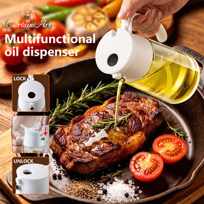 Sleek Glass Olive Oil Dispenser - Precision Pour, Non-Drip Kitchen Cruet (Single Bottle)