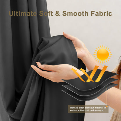 （Black）Total Blockout Pinch Pleat Curtains