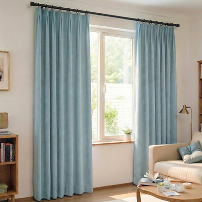 Custom Pleated Chenille Curtains with Rod Set