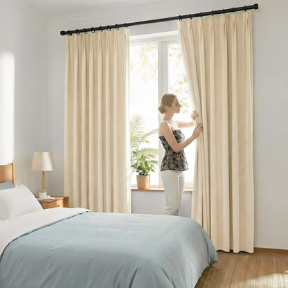 Custom Pleated Chenille Curtains with Rod Set