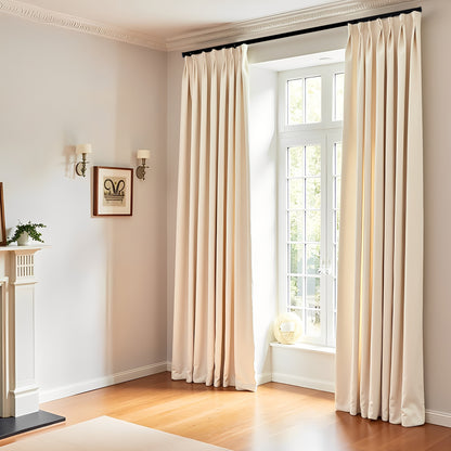 （Beige）Total Blockout Pinch Pleat Curtains