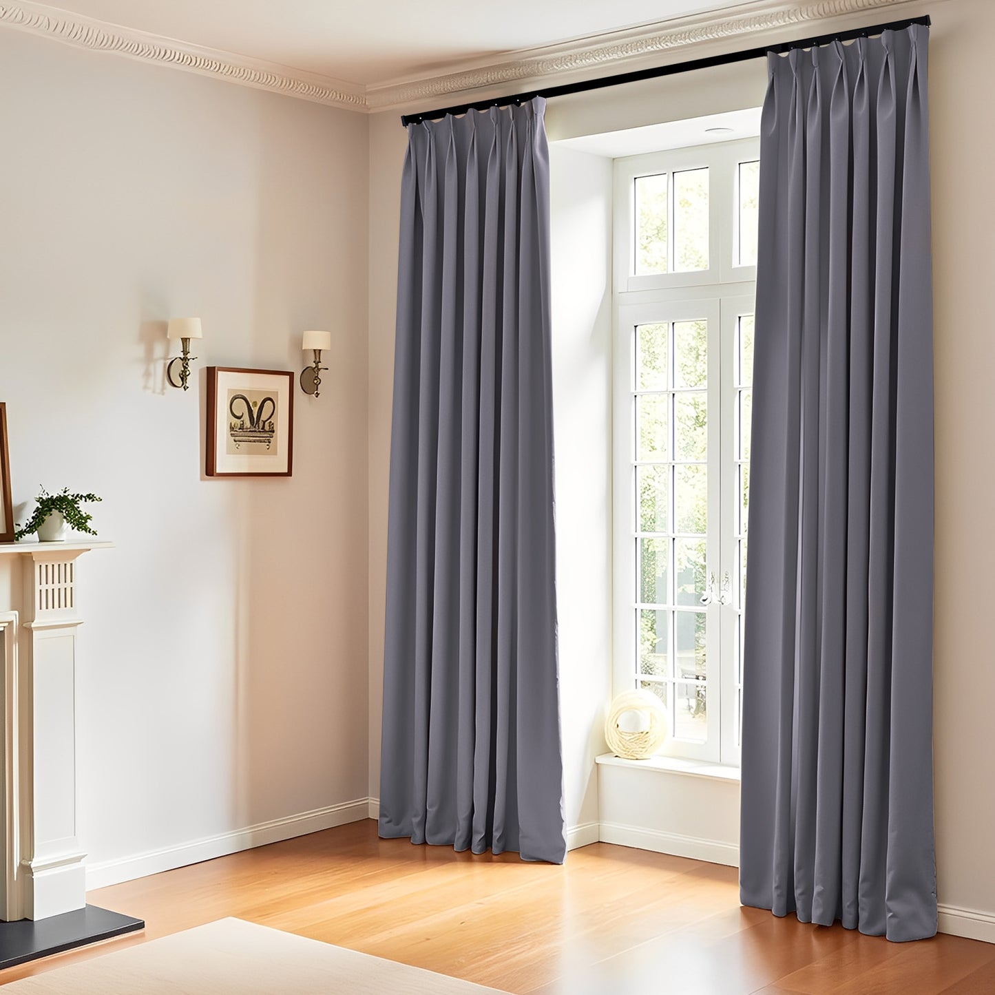 （Grey）Total Blockout Pinch Pleat Curtains