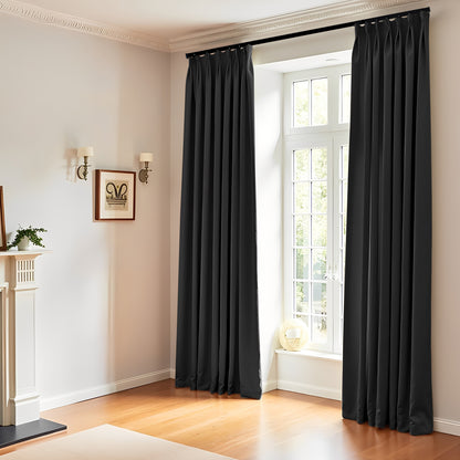 （Black）Total Blockout Pinch Pleat Curtains