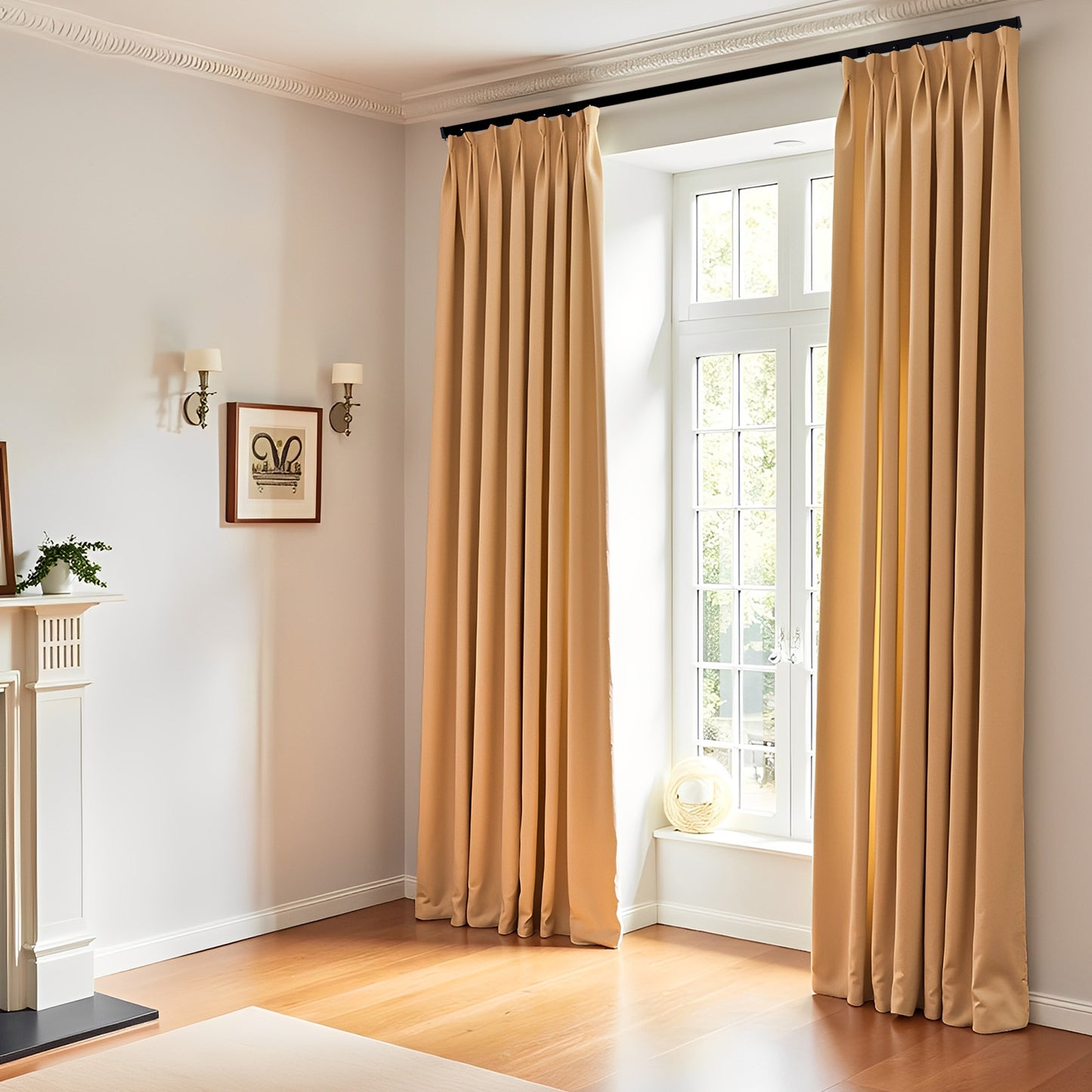 （Khaki）Total Blockout Pinch Pleat Curtains