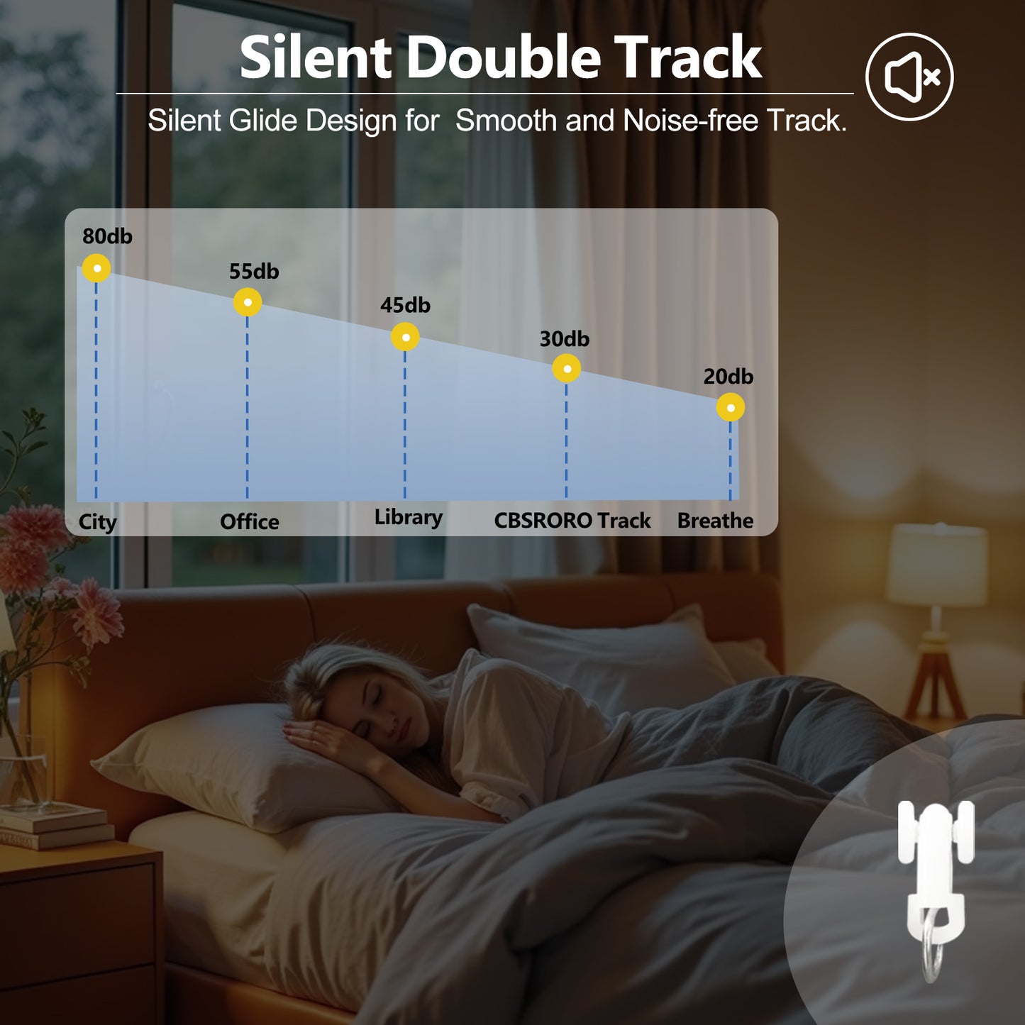 Silent Heavy-Duty Double Curtain Track (Ceiling Mount)