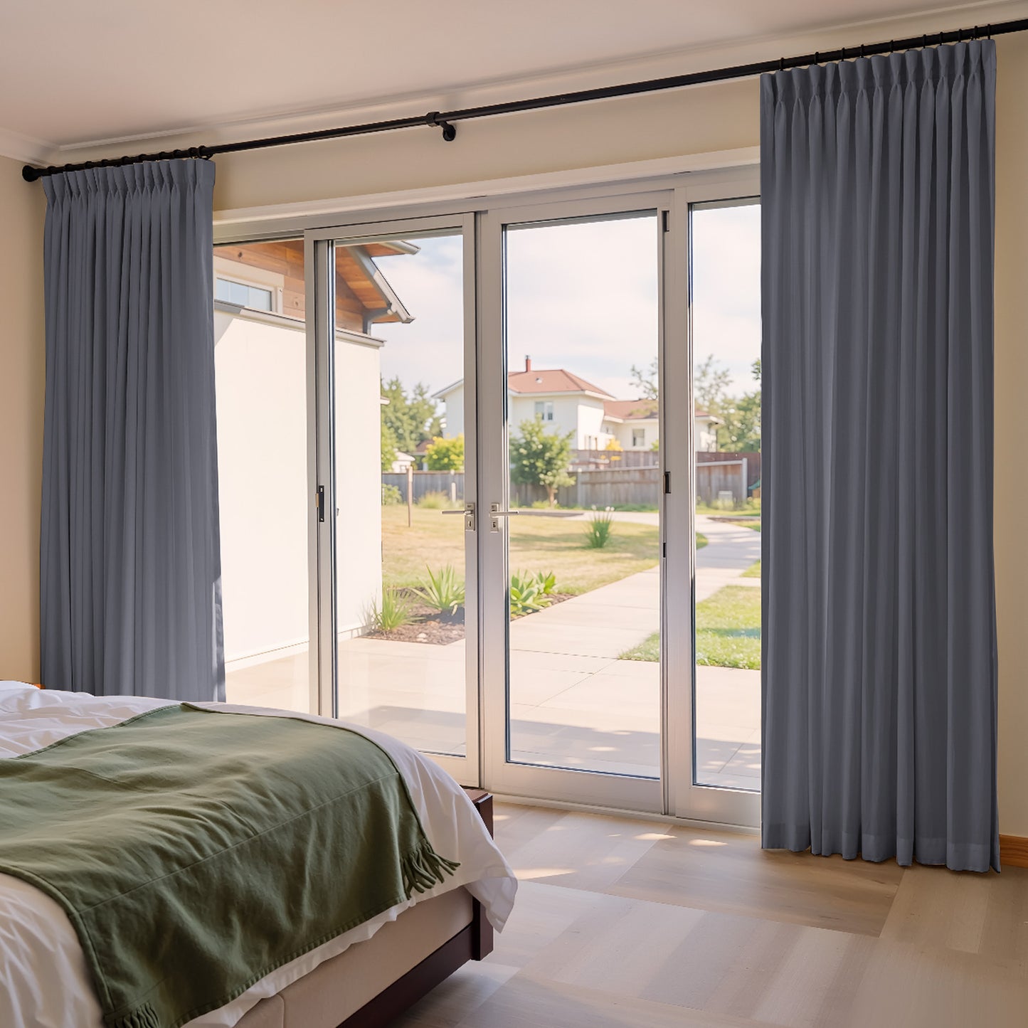 （Grey）Total Blockout Pinch Pleat Curtains