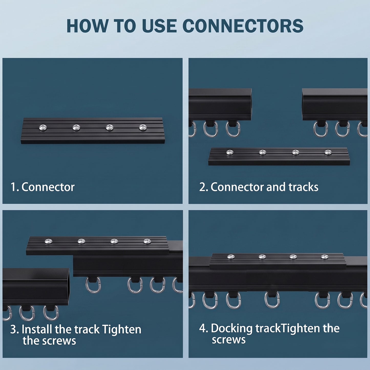 Straight Curtain Track Connectors(6 PCS)