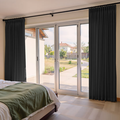 （Black）Total Blockout Pinch Pleat Curtains