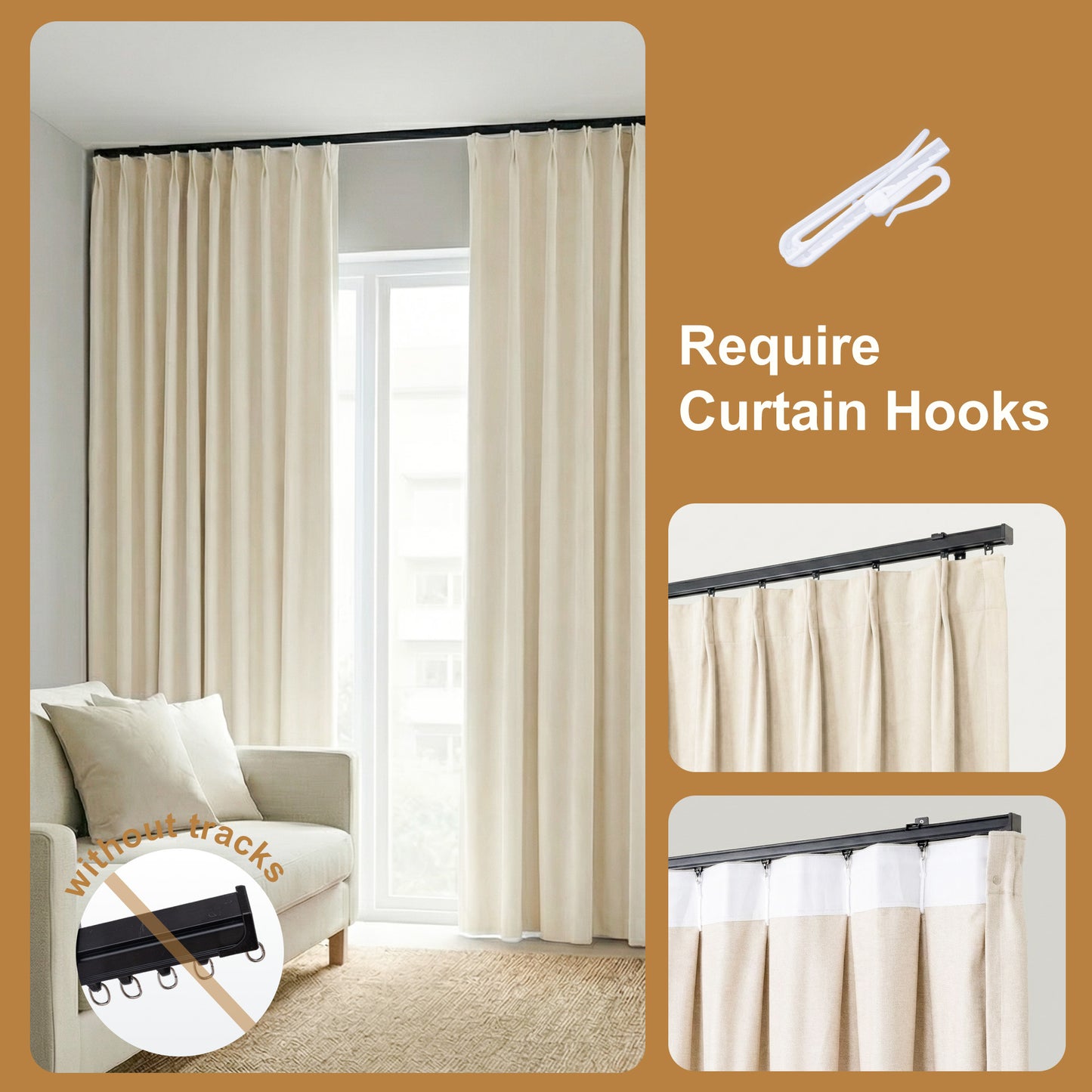 Custom Pleated Chenille Curtains with Track System