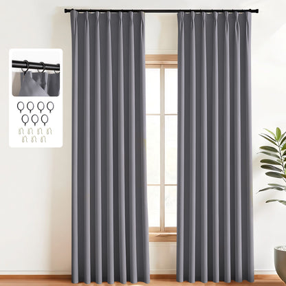 （Grey）Total Blockout Pinch Pleat Curtains